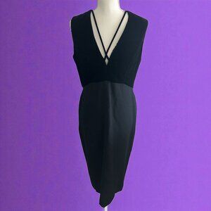 DONALD DEAL Black Velvet V Neck Cocktail Dress Size US 10